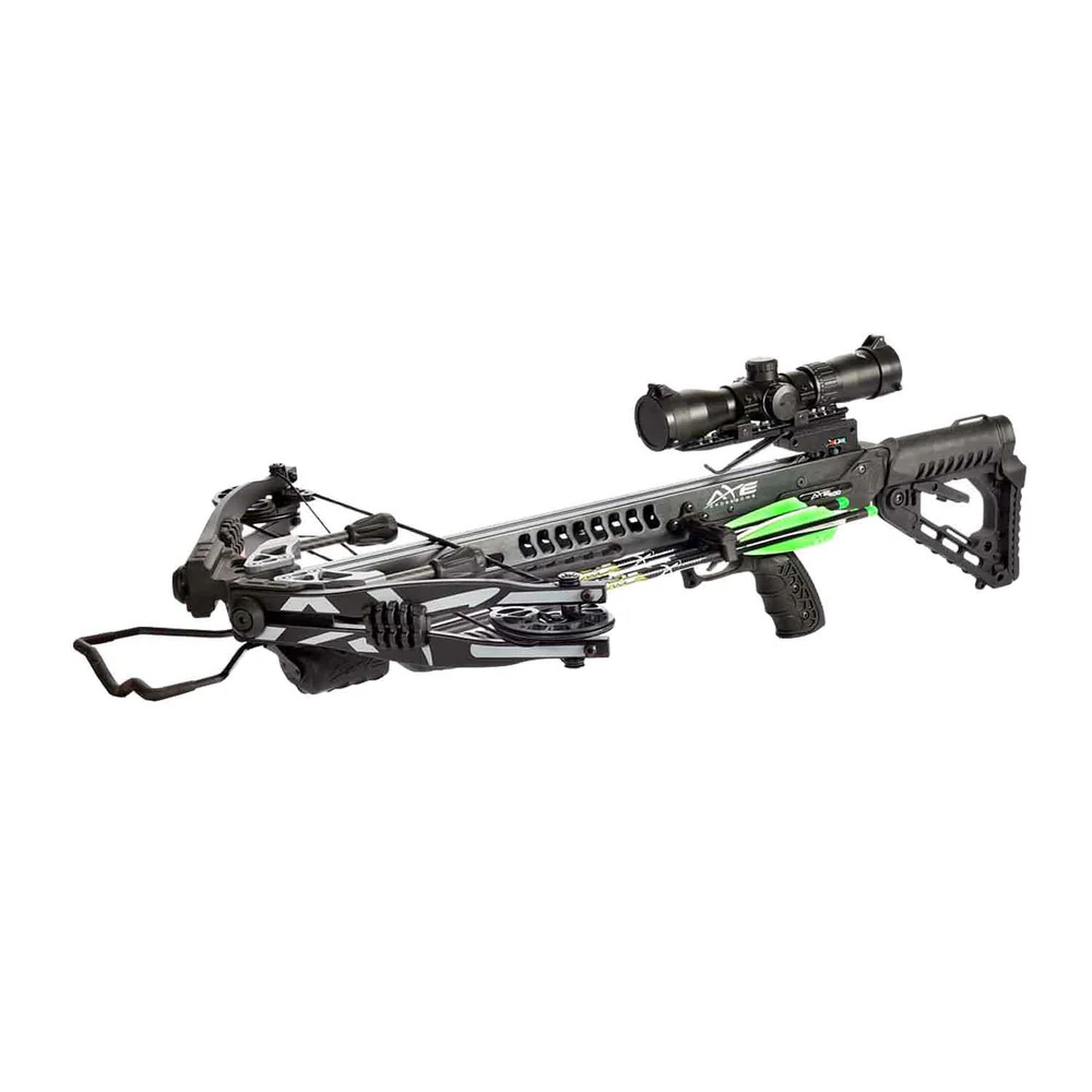 Axe AX400 Crossbow Kit, buy Axe AX400, 400 FPS crossbow for sale, tactical crossbow kit, best crossbow 2024, compact crossbow for hunting, AXE crossbow package, crossbow with crank system, crossbow with scope and bolts, ambidextrous hunting crossbow, anti-dry fire crossbow safety, Carbon Express PileDriver bolts, high-power crossbow, lightweight crossbow kit, crossbow with limb dampeners, quiet crank crossbow, rope cocking crossbow, crossbow for deer hunting, best beginner crossbow 2024, precision hunting crossbow, hunting crossbow bundle, adjustable stock crossbow, silent hunting crossbow, durable crossbow rail, compact tactical crossbow, best value crossbow kit, crossbow with multi-reticle scope, crossbow with quiver included, 20-inch arrow crossbow, global shipping crossbows.